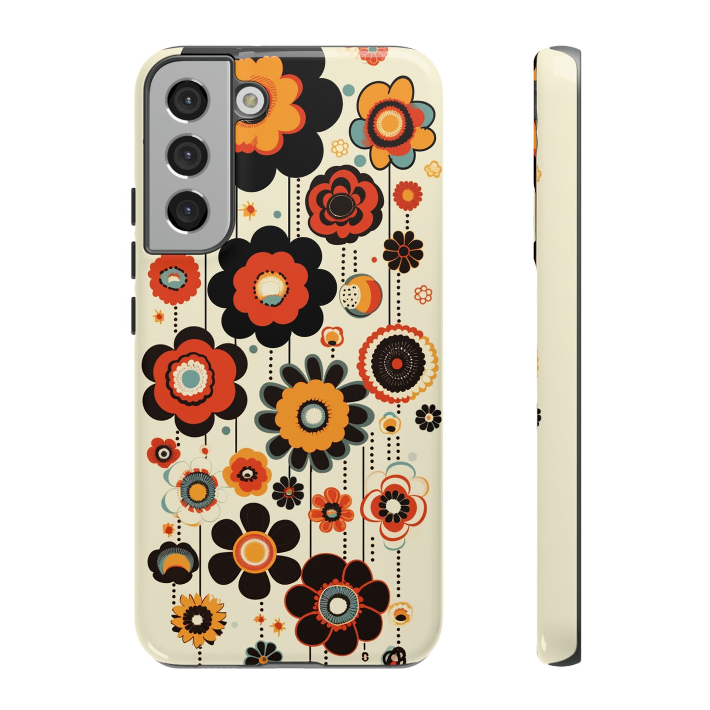 Minimalistic Round Flowers & Thin Vines Pattern iPhone Case