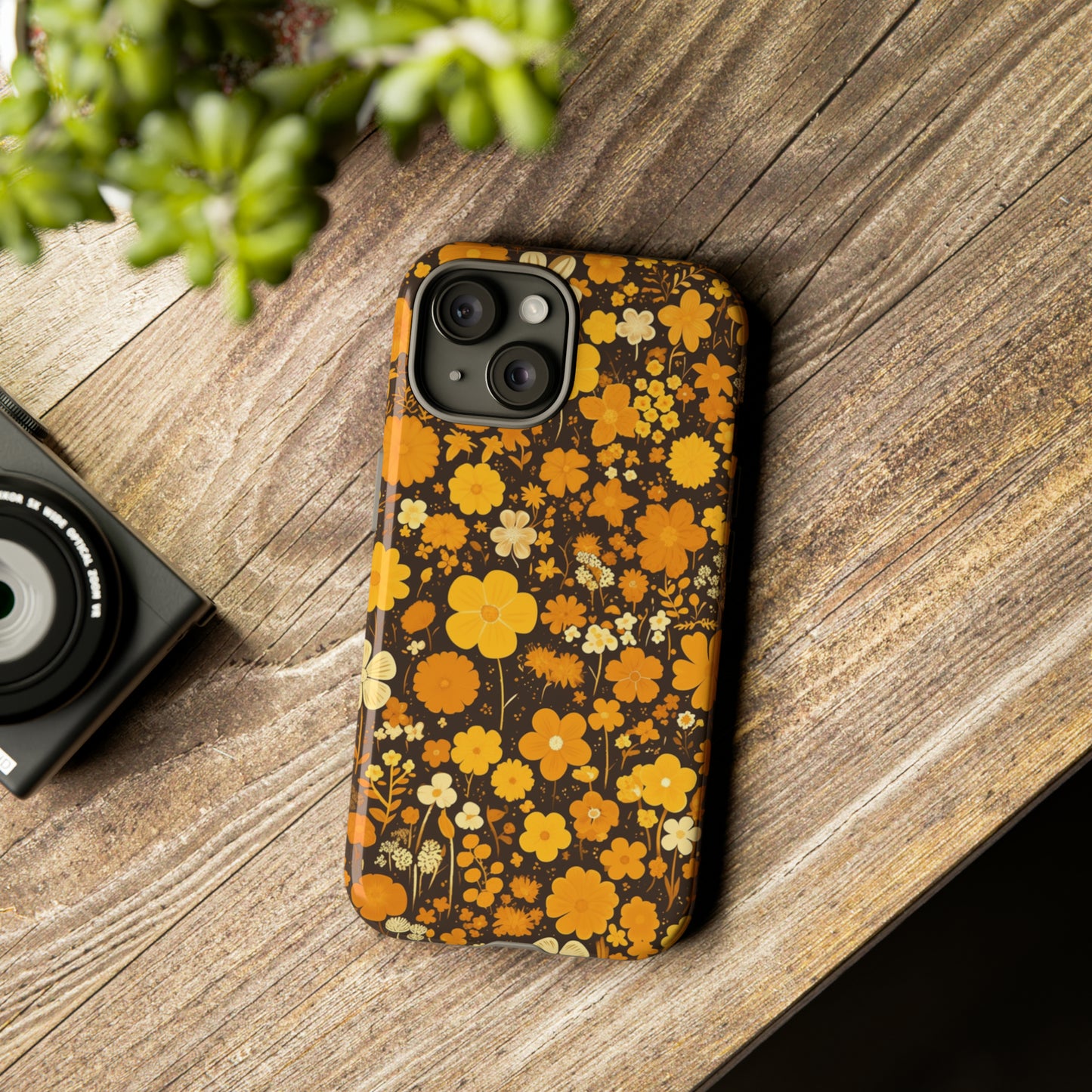 Yellow Flower Pattern Phone Case, Flower Pattern Aesthetic Pattern Gifts iPhone Case, Samsung Phone Case, Gift For Flower Lover Gift For Her