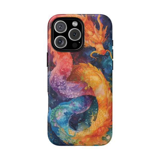 Watercolor Dragon Phone Case, Abstract Aesthetic