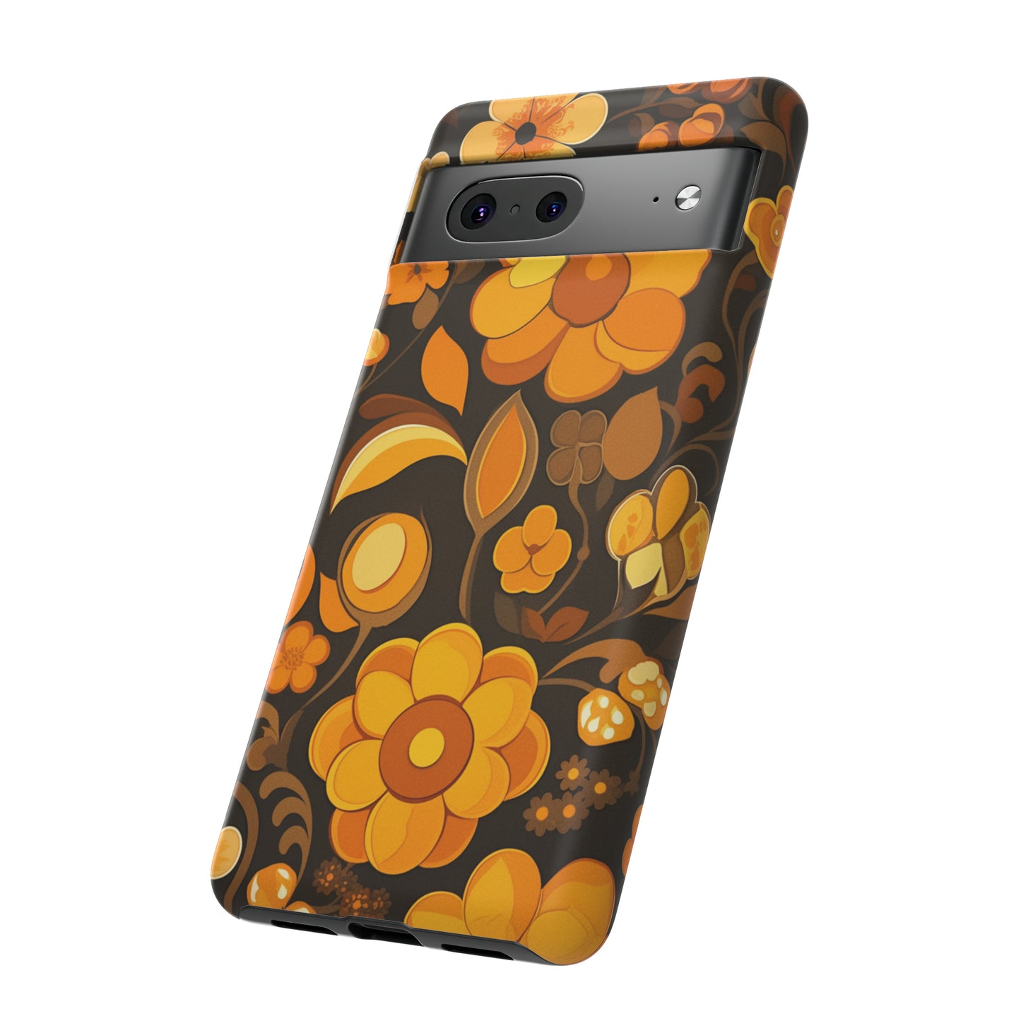 Abstract Retro 70s Dark Wildflower Patterns iPhone Case / Samsung Case