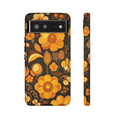 Abstract Retro 70s Dark Wildflower Patterns iPhone Case / Samsung Case