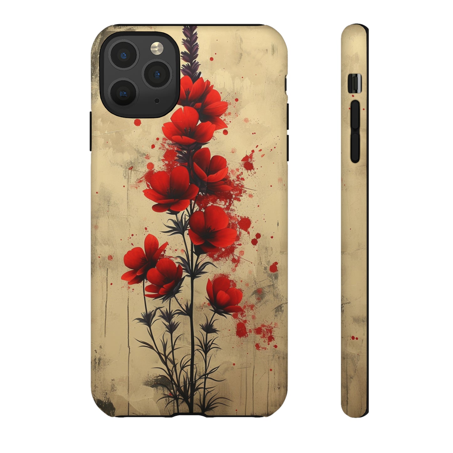 Vintage Red Roses, Wildflowers iPhone Case