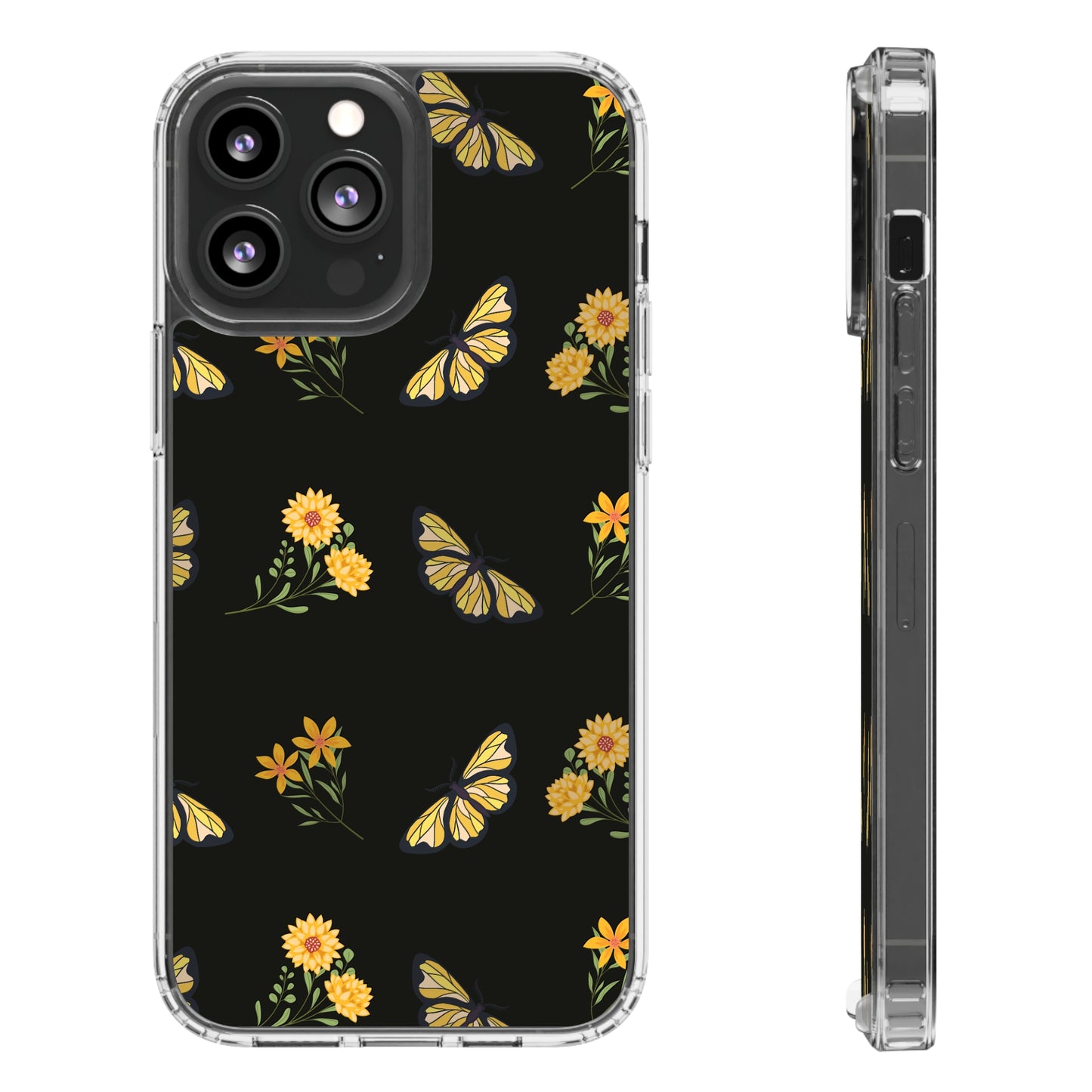 Yellow Butterfly & Flowers | Clear iPhone Case / Samsung Case