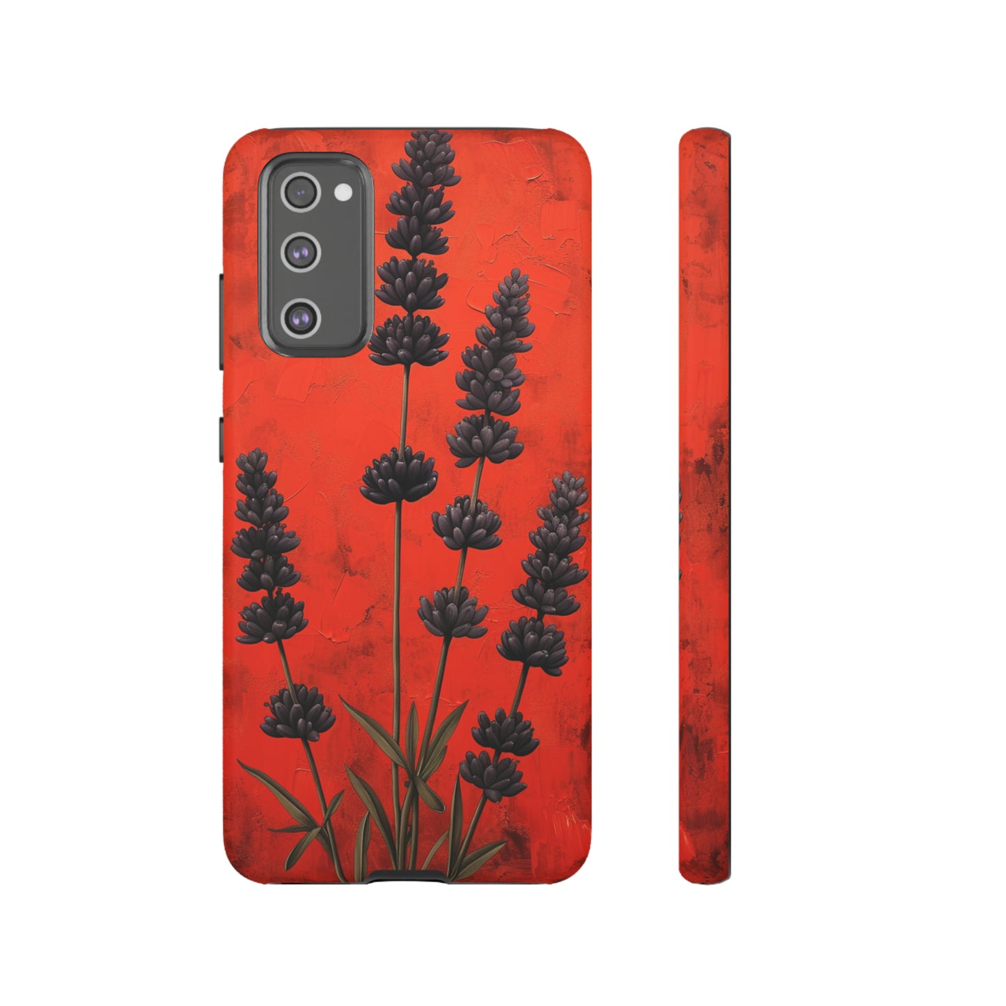 Minimalist Red and Black Lavender Flowers, Vintage Wildflowers iPhone Case