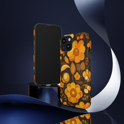 Abstract Retro 70s Dark Wildflower Patterns iPhone Case / Samsung Case