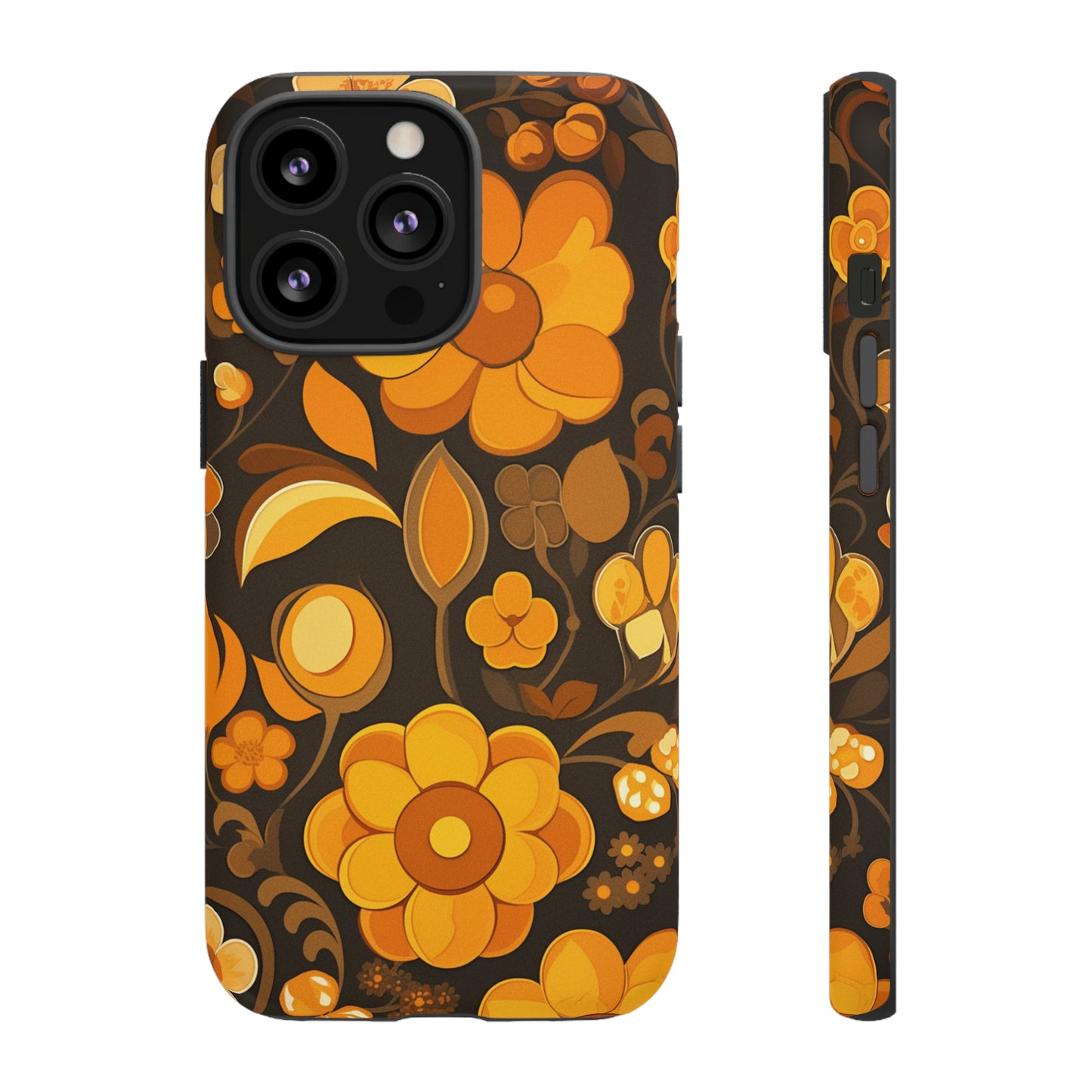 Abstract Retro 70s Dark Wildflower Patterns iPhone Case / Samsung Case