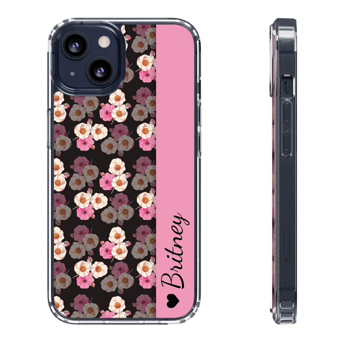 Custom Name Light Rose Pattern | Clear iPhone Case / Samsung Case