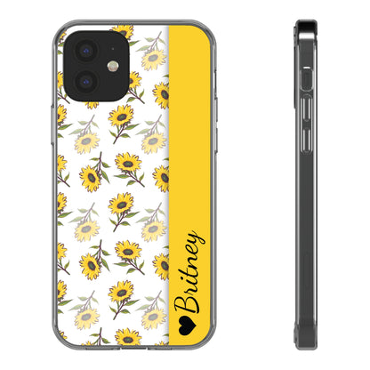 Custom Name Sunflower Pattern | Clear iPhone Case / Samsung Case