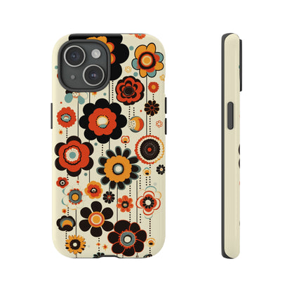 Minimalistic Round Flowers & Thin Vines Pattern iPhone Case