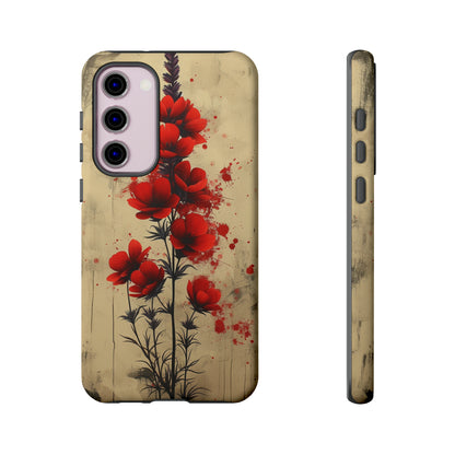 Vintage Red Roses, Wildflowers iPhone Case