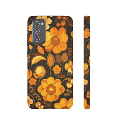 Abstract Retro 70s Dark Wildflower Patterns iPhone Case / Samsung Case