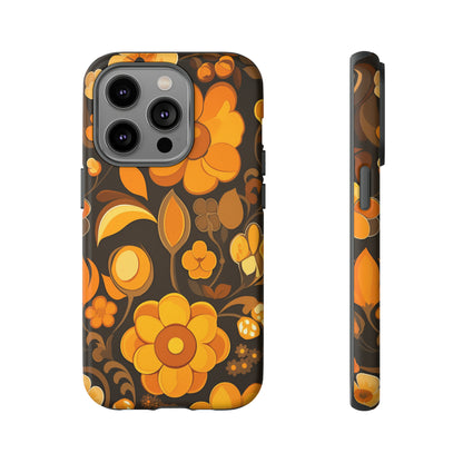 Abstract Retro 70s Dark Wildflower Patterns iPhone Case / Samsung Case