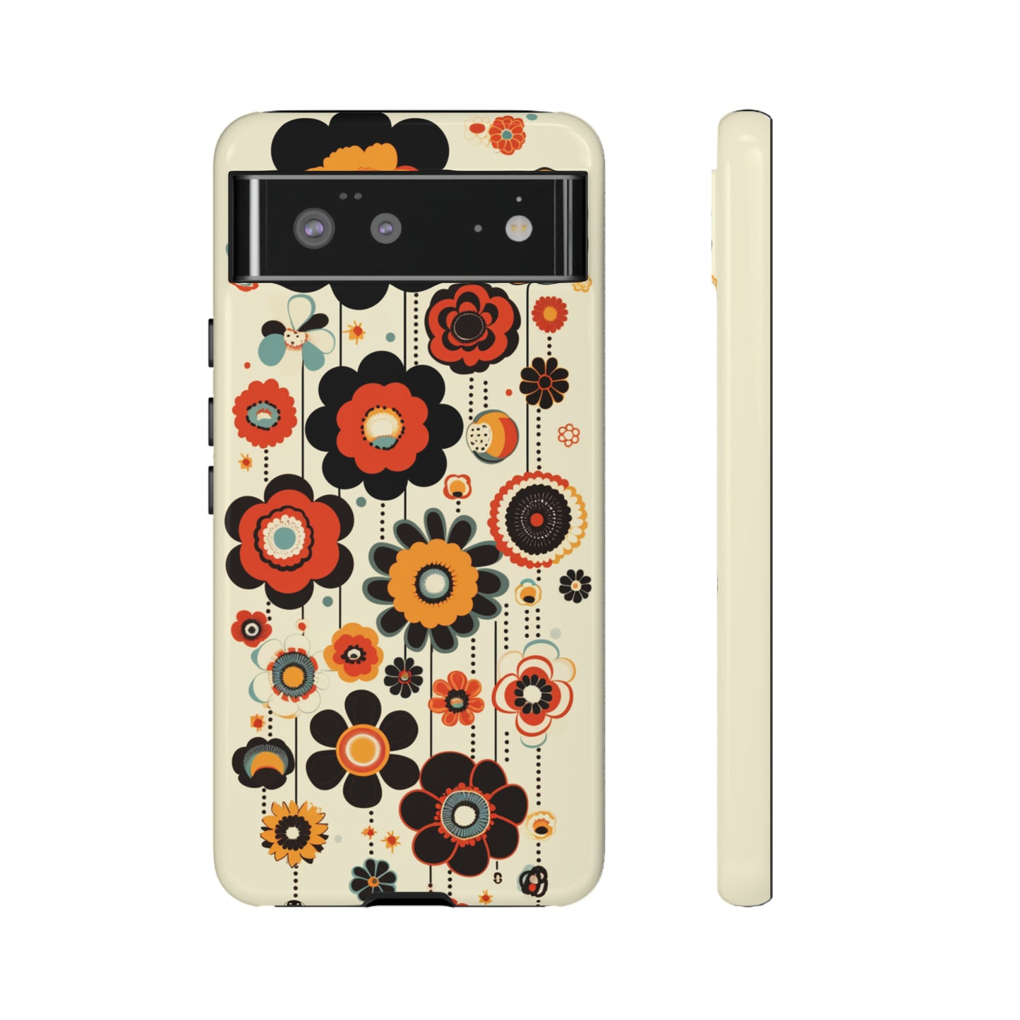 Minimalistic Round Flowers & Thin Vines Pattern iPhone Case