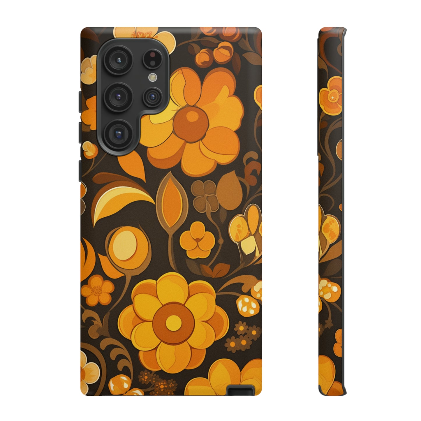 Abstract Retro 70s Dark Wildflower Patterns iPhone Case / Samsung Case