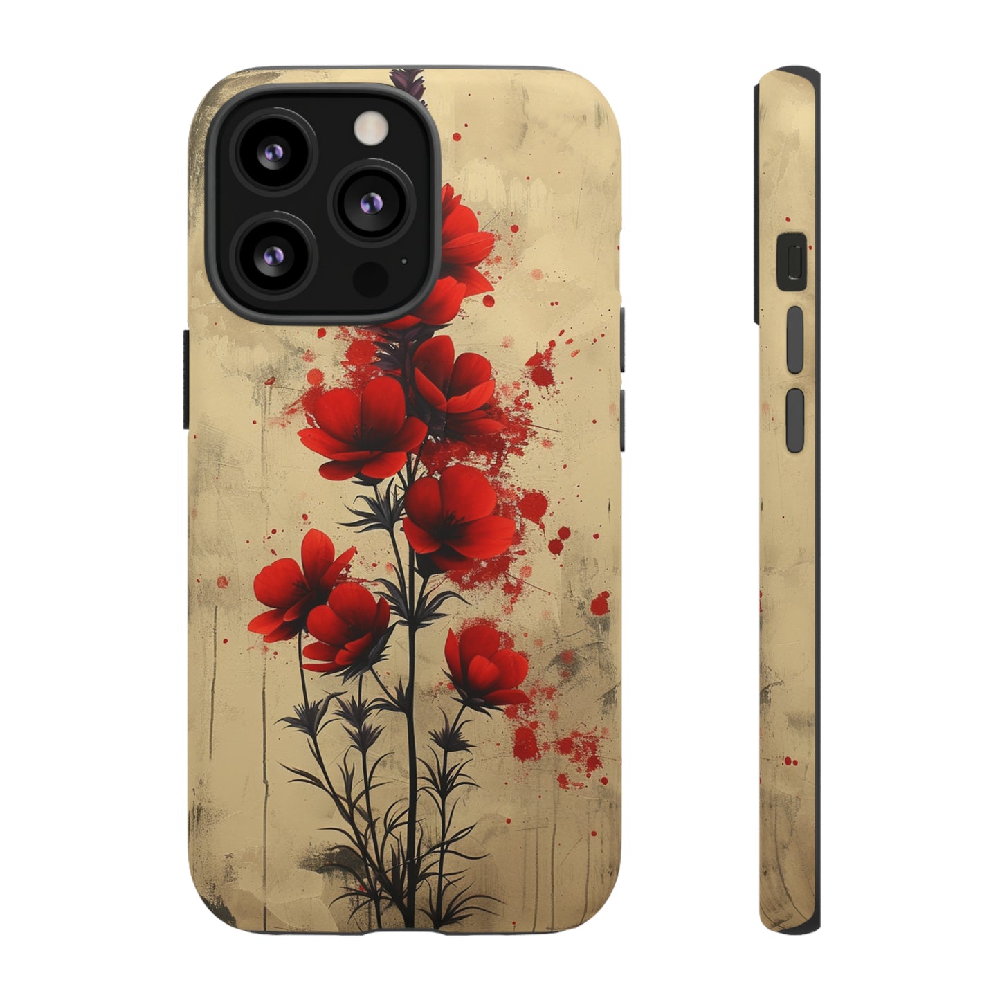 Vintage Red Roses, Wildflowers iPhone Case