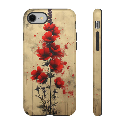 Vintage Red Roses, Wildflowers iPhone Case