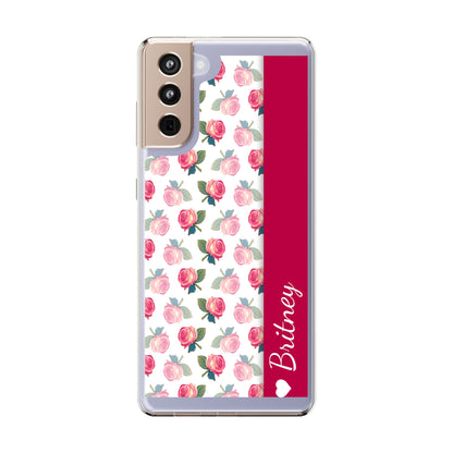 Custom Name Pink Floral Pattern | Clear iPhone Case / Samsung Case