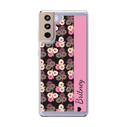 Custom Name Light Rose Pattern | Clear iPhone Case / Samsung Case