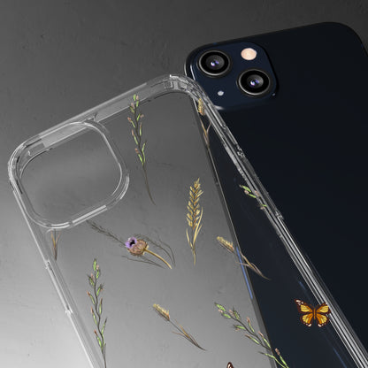 Gentle Wildflowers & Butterflies | Clear iPhone Case / Samsung Case