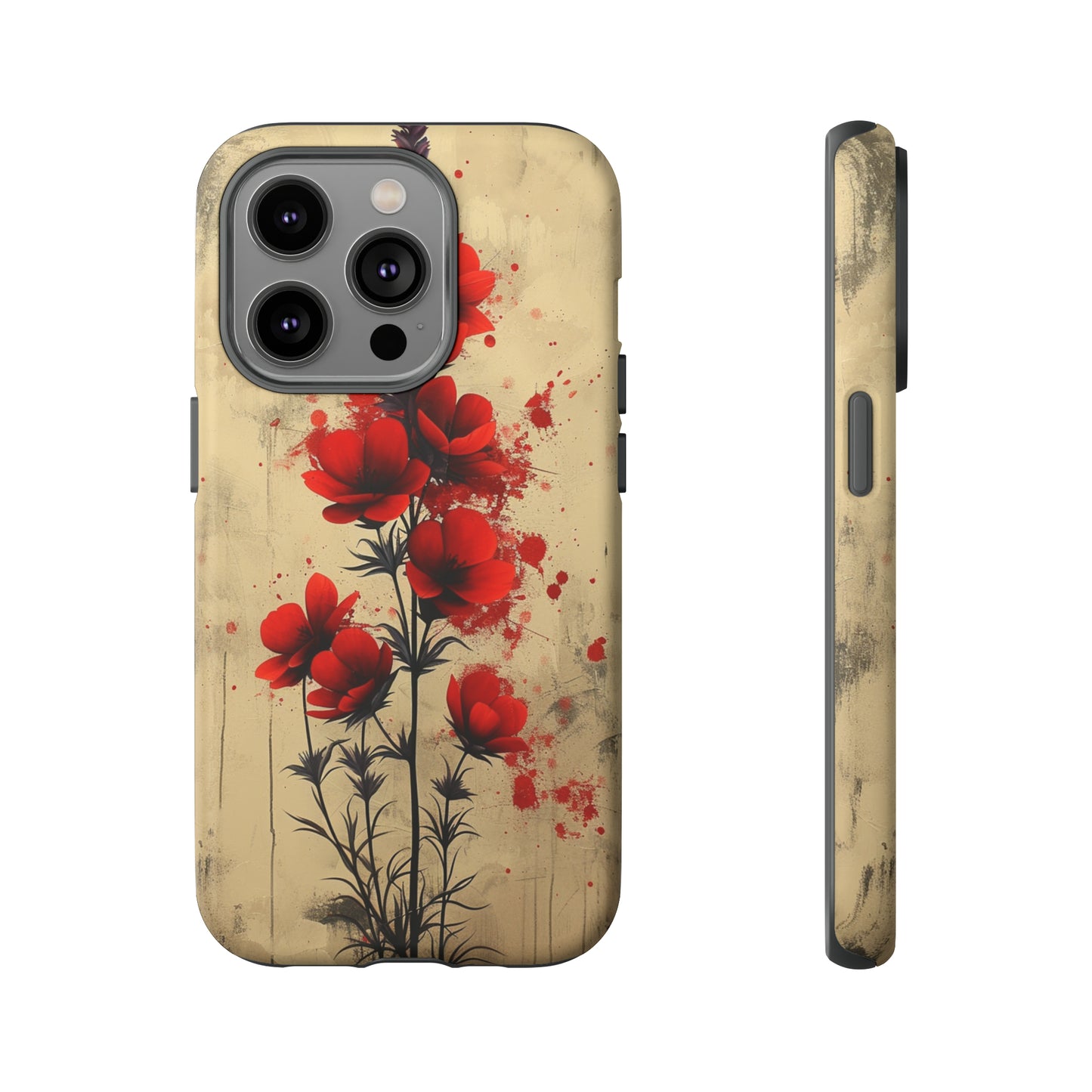 Vintage Red Roses, Wildflowers iPhone Case