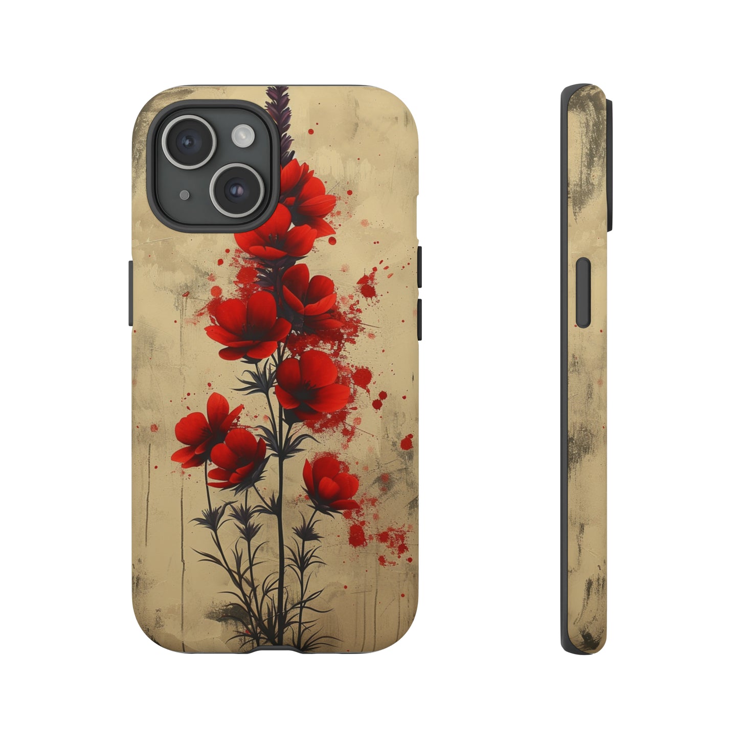 Vintage Red Roses, Wildflowers iPhone Case