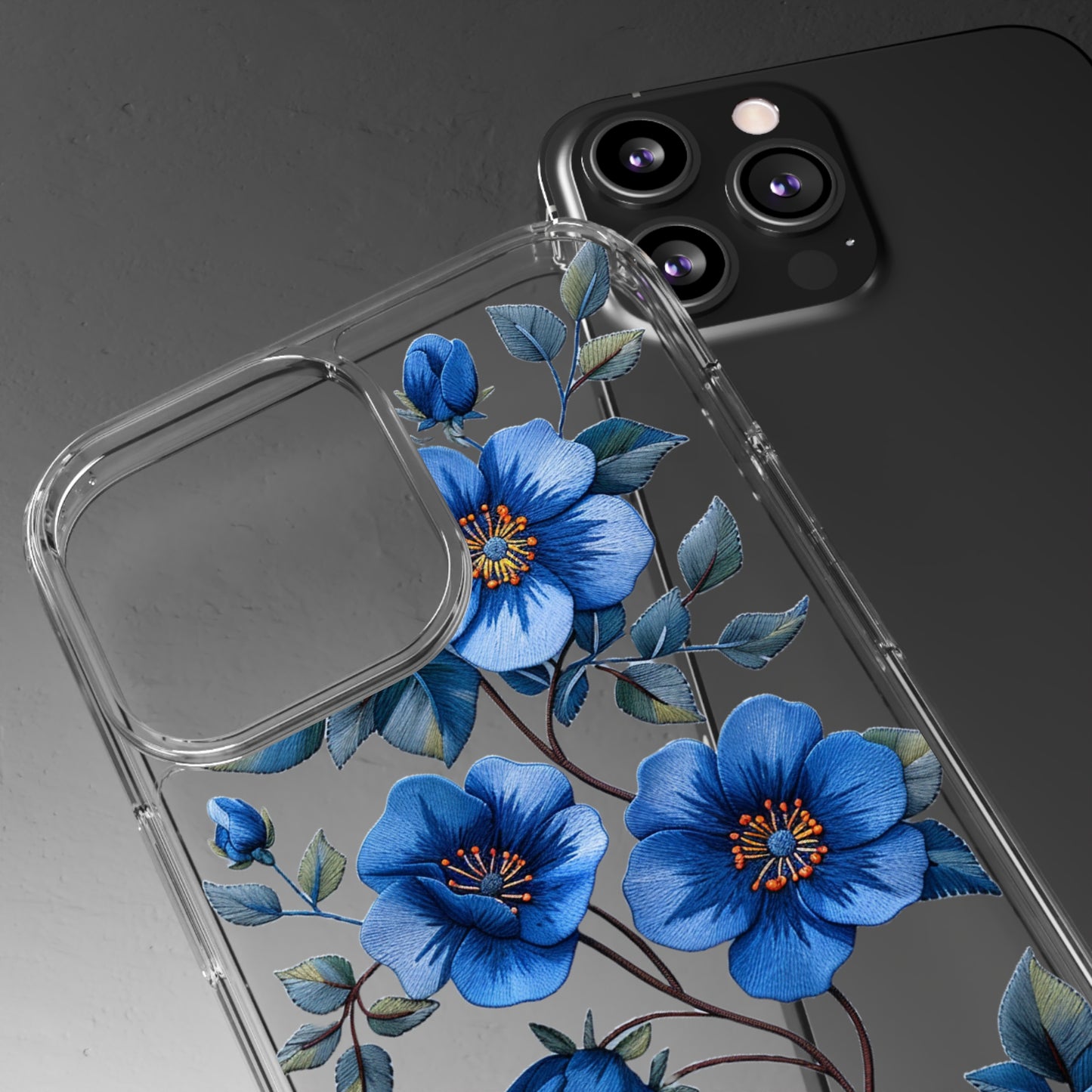 Royal Blue Pansies | Clear iPhone Case / Samsung Case