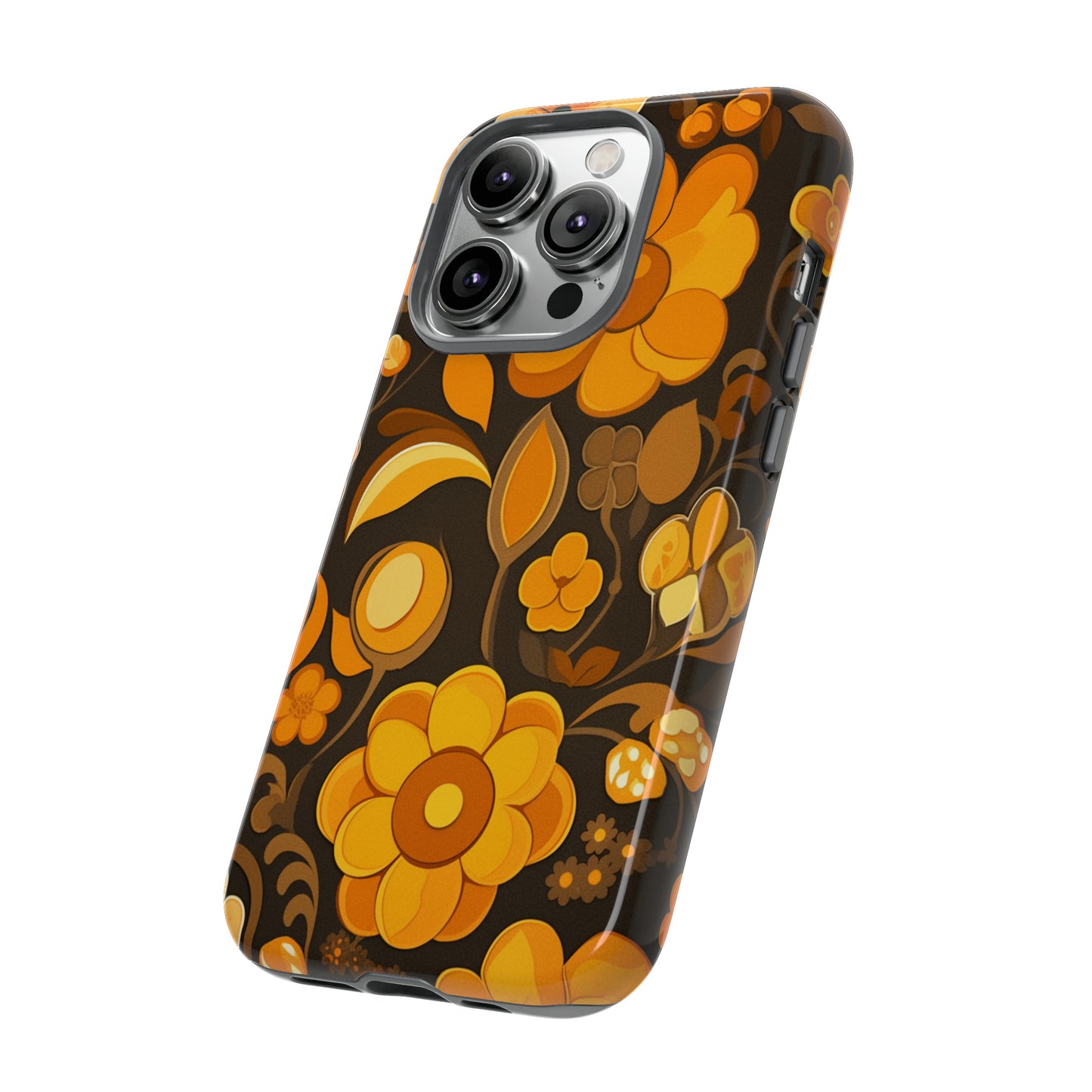 Abstract Retro 70s Dark Wildflower Patterns iPhone Case / Samsung Case