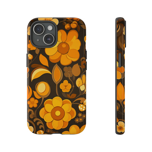 Abstract Retro 70s Dark Wildflower Patterns iPhone Case / Samsung Case