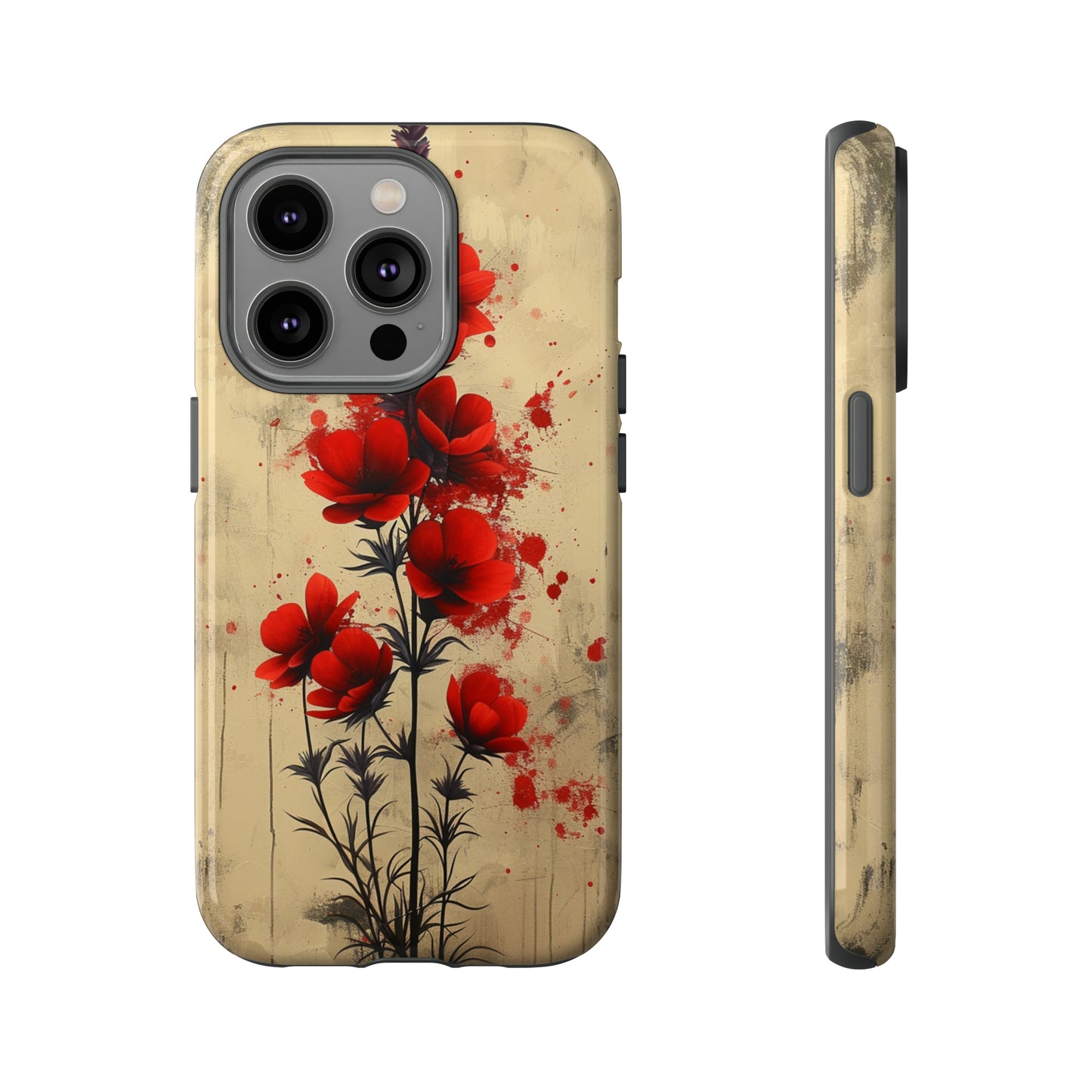 Vintage Red Roses, Wildflowers iPhone Case