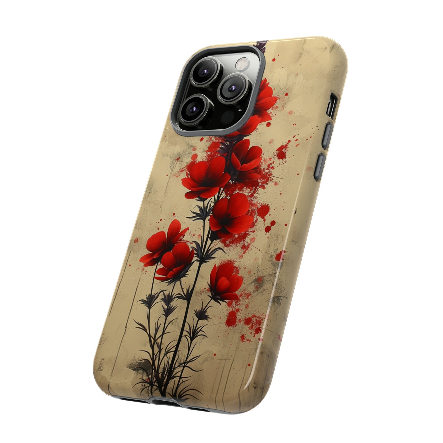 Vintage Red Roses, Wildflowers iPhone Case