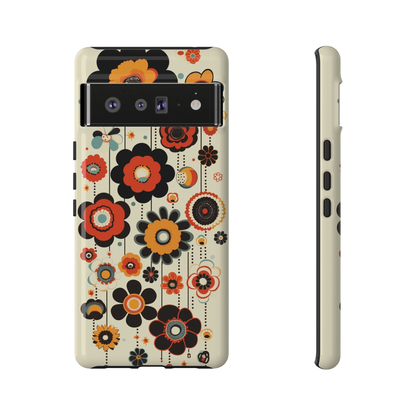 Minimalistic Round Flowers & Thin Vines Pattern iPhone Case