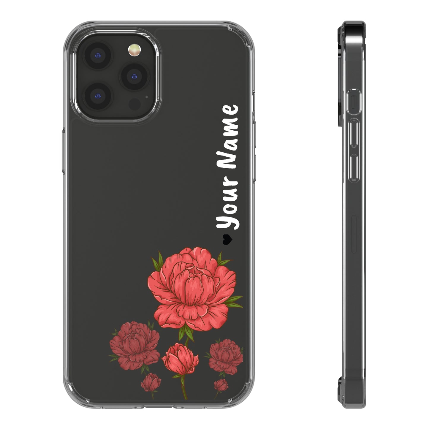 Custom Red Flowers | Clear iPhone Case / Samsung Case