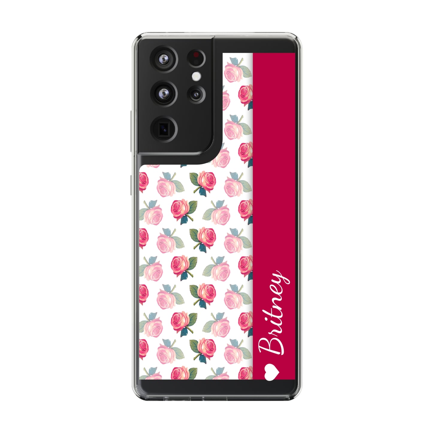 Custom Name Pink Floral Pattern | Clear iPhone Case / Samsung Case