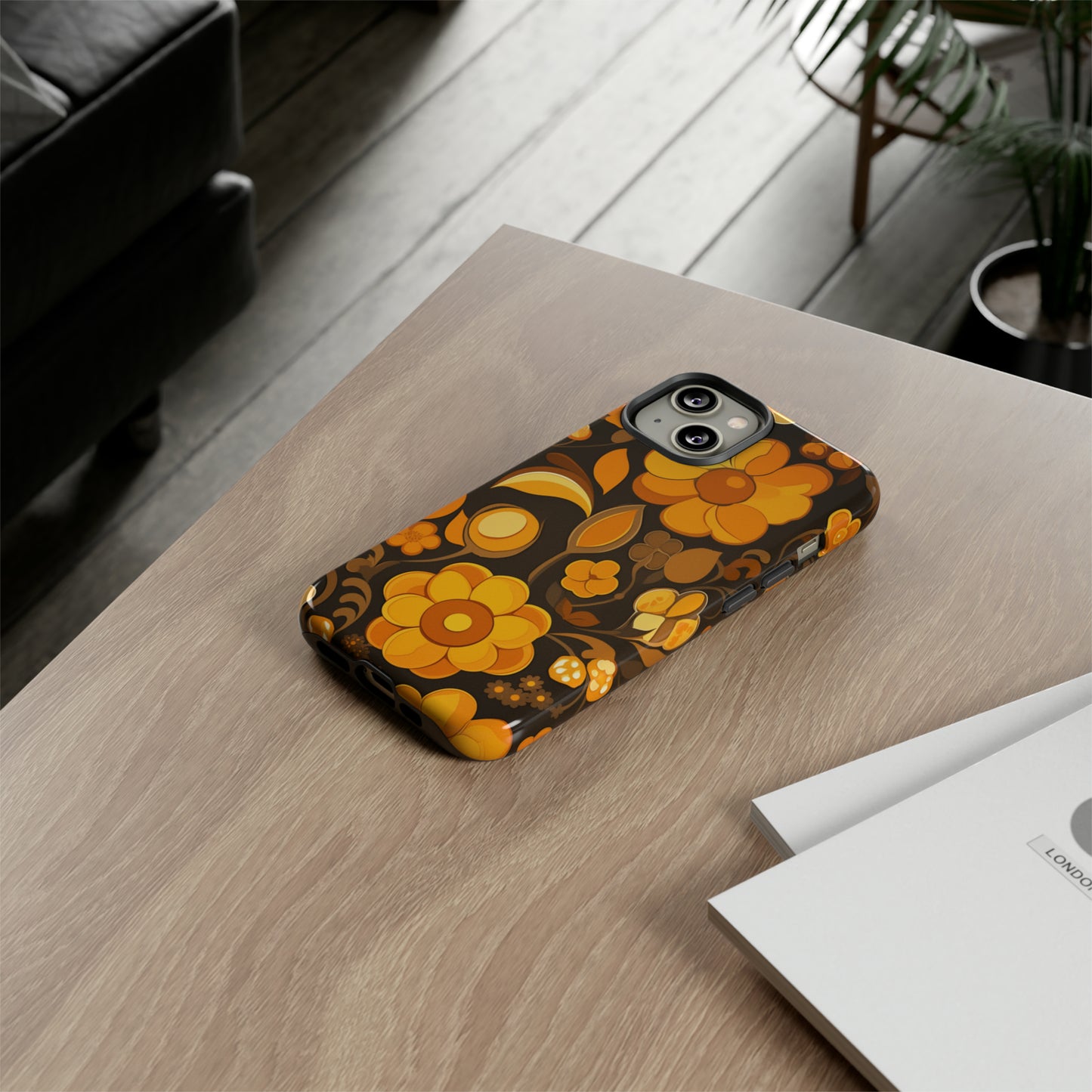 Abstract Retro 70s Dark Wildflower Patterns iPhone Case / Samsung Case