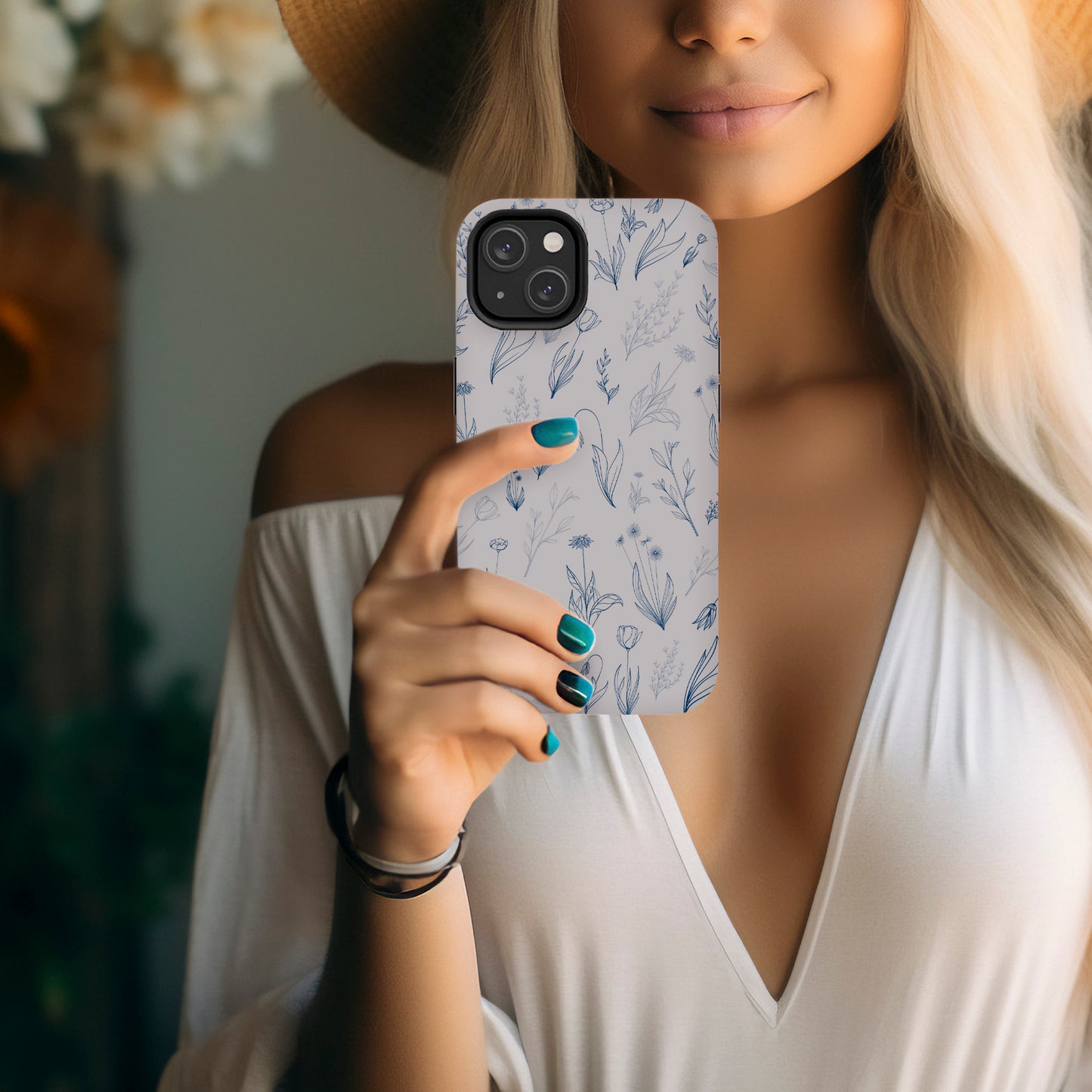 Deep Blue Floral Sea | Clear iPhone Case / Samsung Case