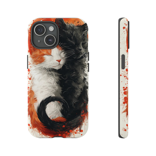 Abstract Cats Hugging Phone Case Aesthetic | Animal Lovers Phone Case