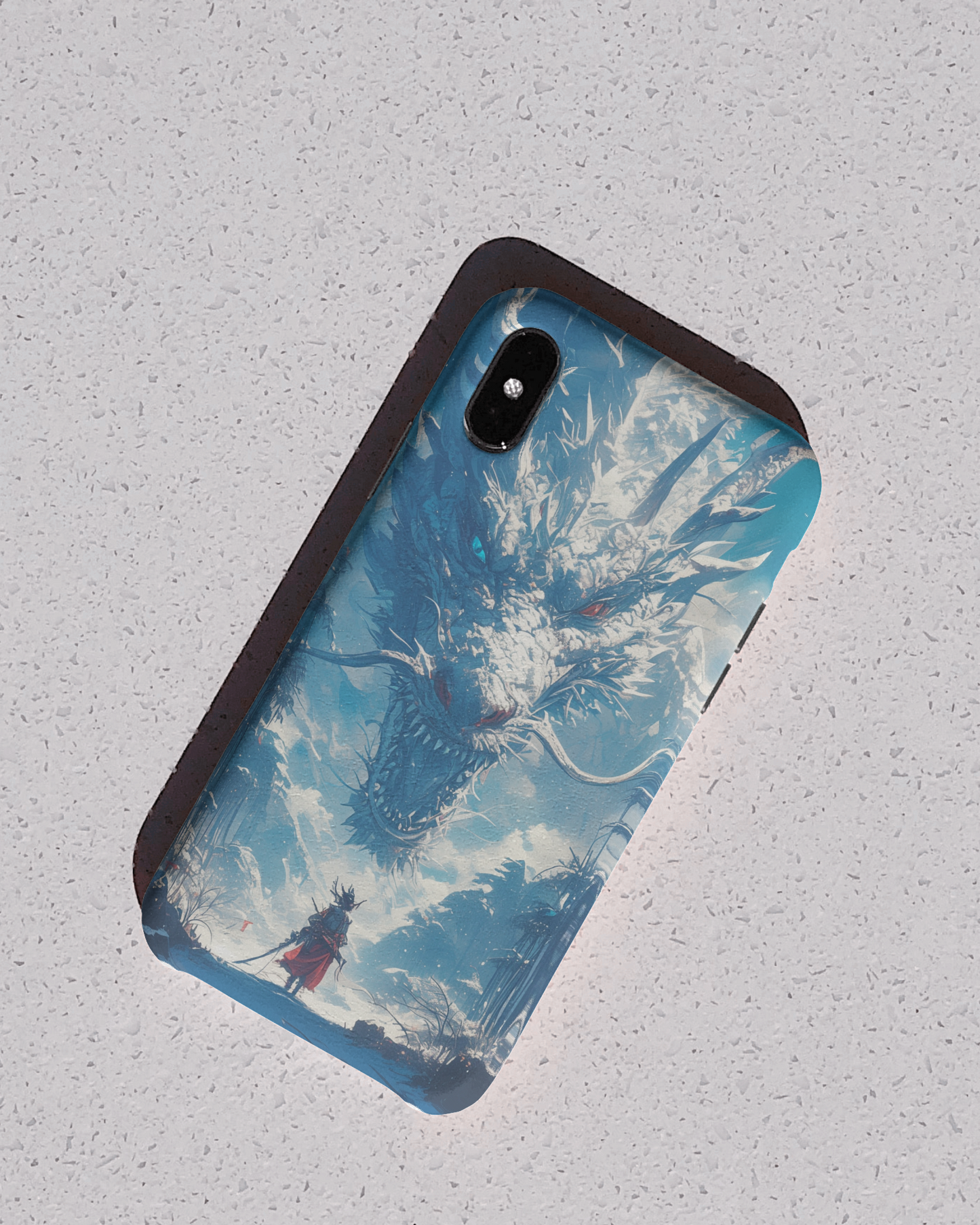 Vintage Winter Dragon Phone Case, Japanese Dragon Aesthetic